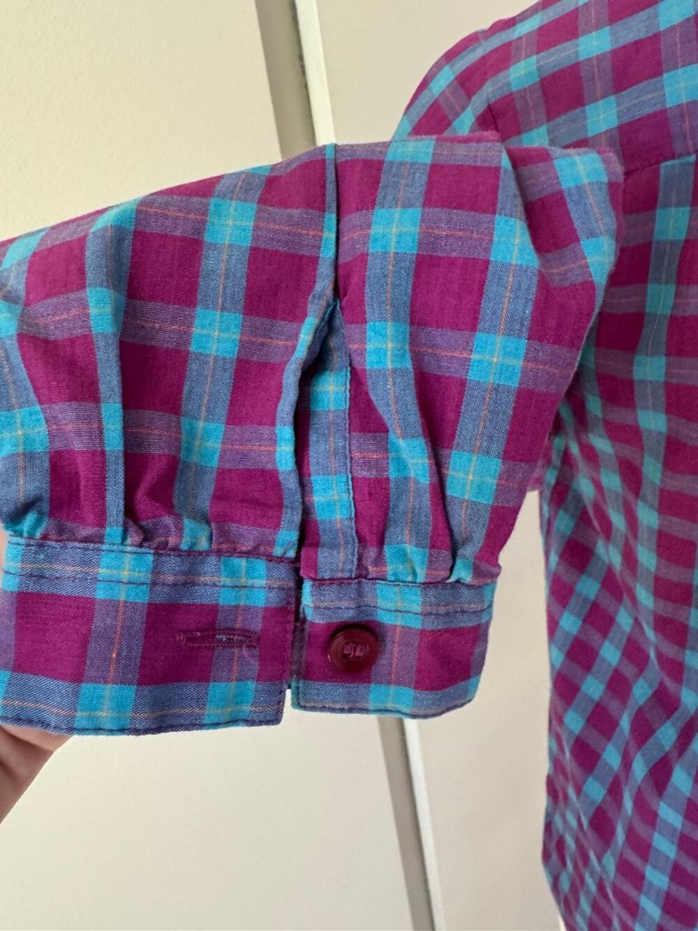 Vintage 80s Preppy Plaid Button Down - S - Picture 7 of 10